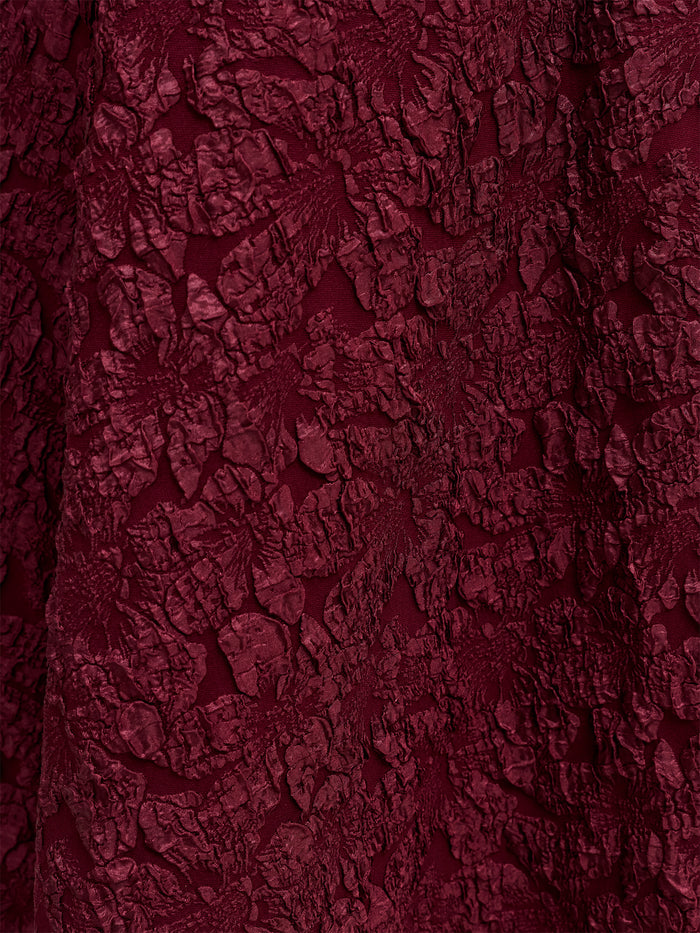 Milenda Burgundy Floral Jacquard Midi Dress