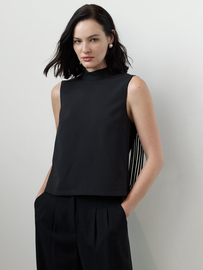 Miles Black Fringe Back Sleeveless Top