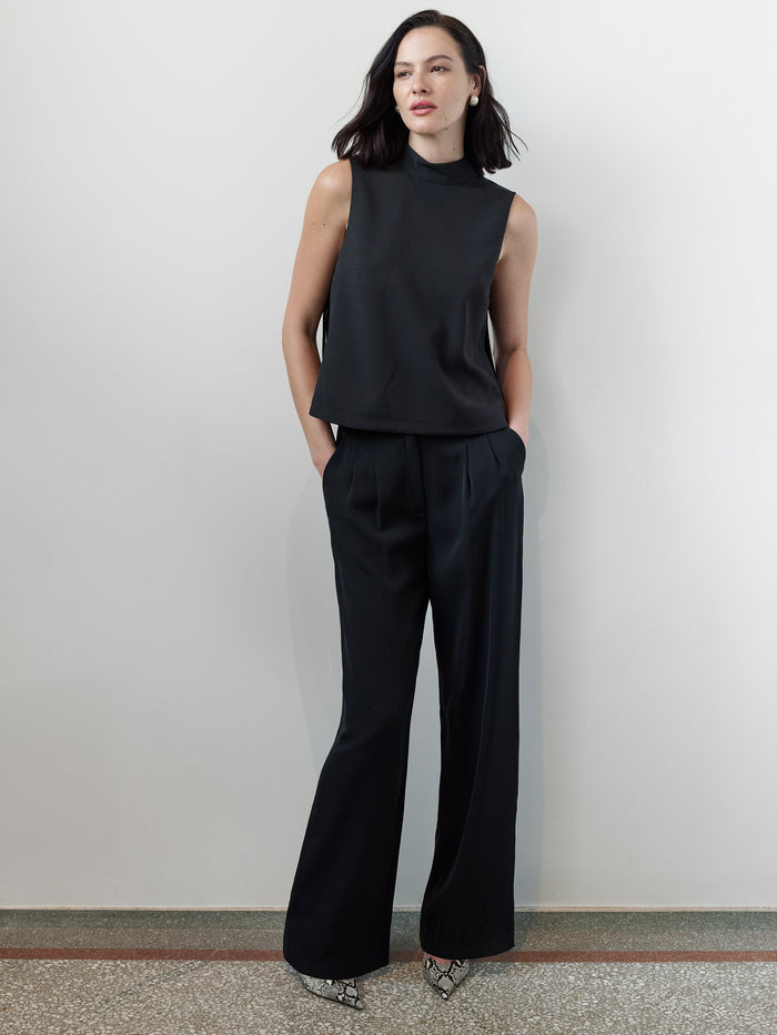 Miles Black Fringe Back Sleeveless Top