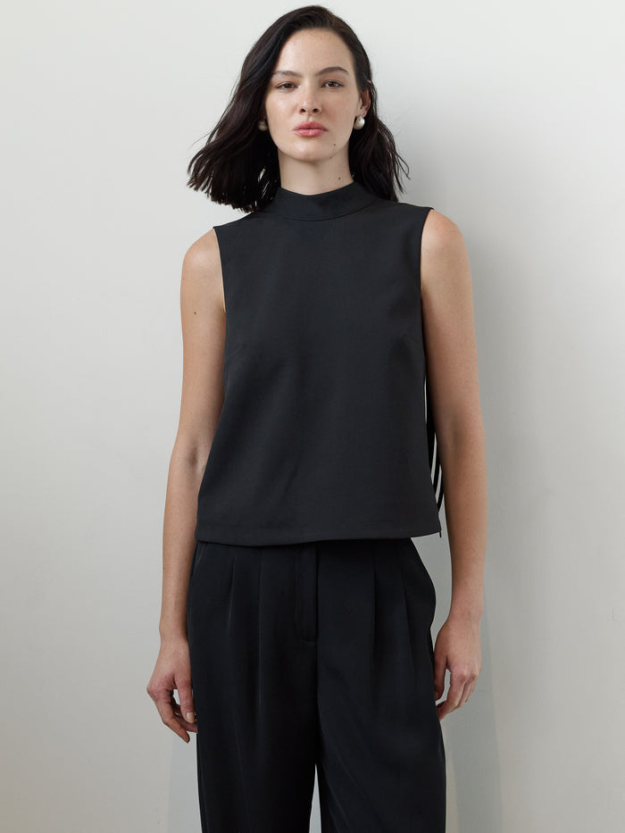 Miles Black Fringe Back Sleeveless Top