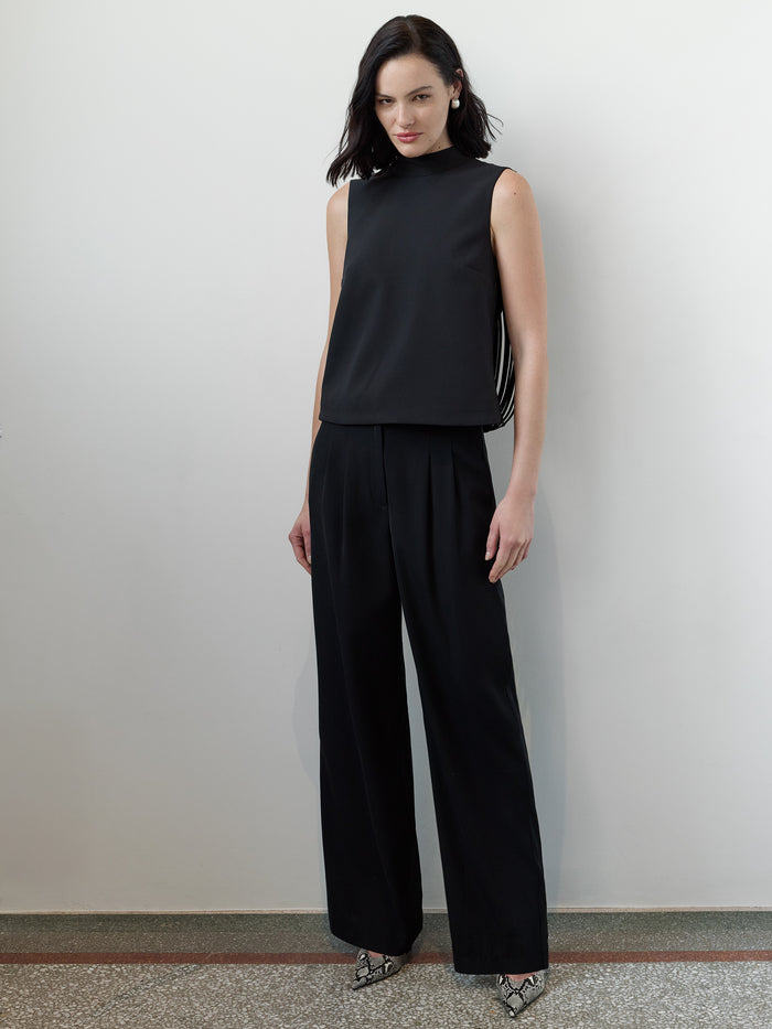 Miles Black Fringe Back Sleeveless Top