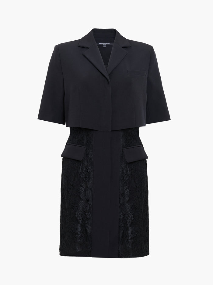 Miles Black Layered Lace Blazer Mini Dress