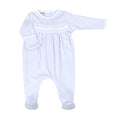 Mini Stripes Smocked Footie - Blue