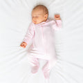 Mini Stripes Zipper Footie - Pink