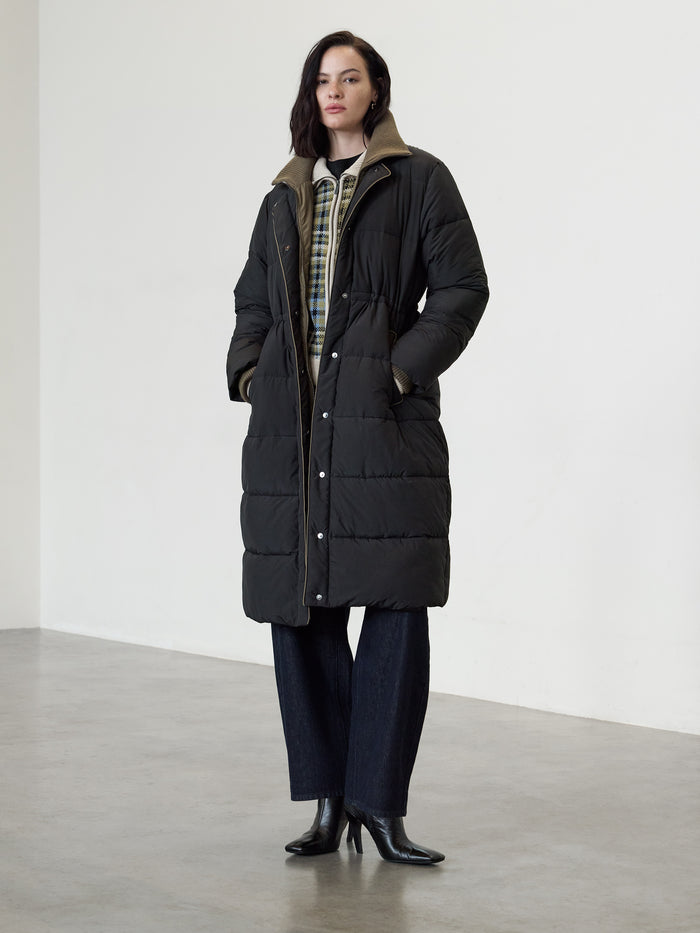 Minnie Black Layered Longline Puffer Coat