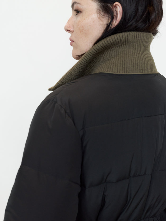 Minnie Black Layered Longline Puffer Coat