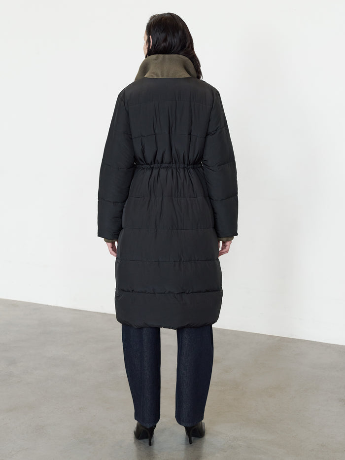 Minnie Black Layered Longline Puffer Coat
