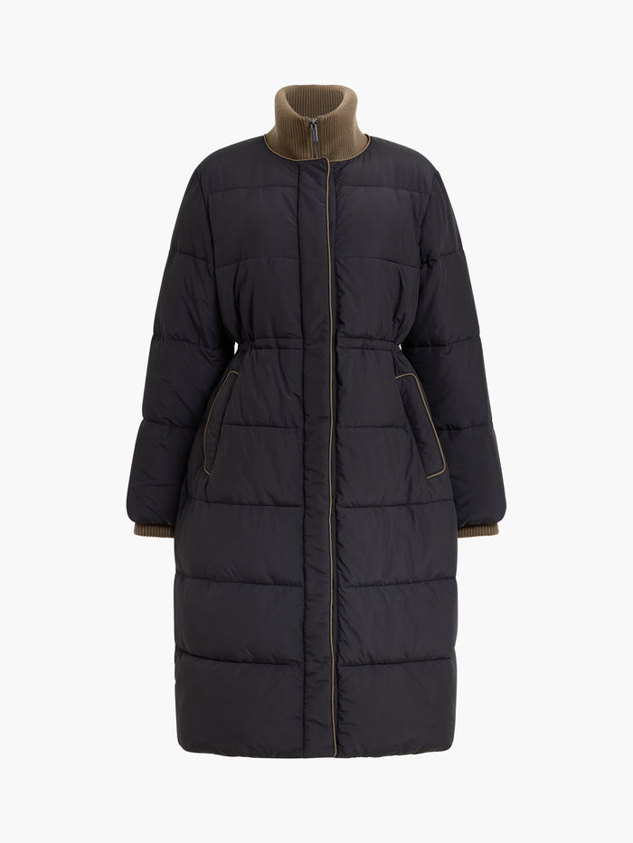 Minnie Black Layered Longline Puffer Coat