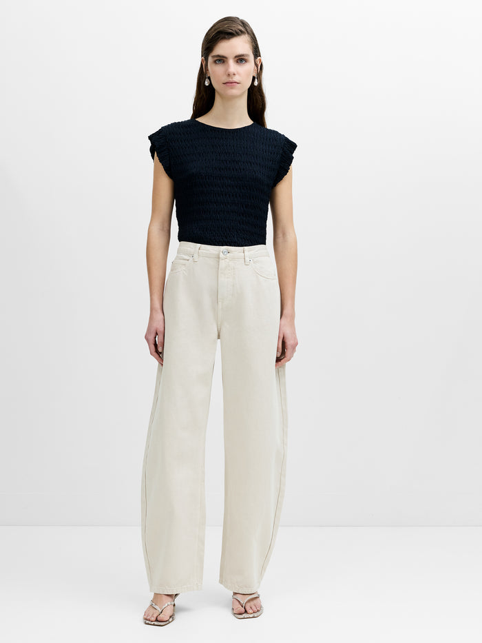 Misa Relaxed Cream Curved Leg Jeans