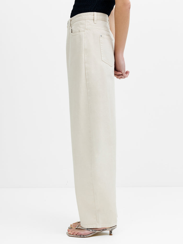Misa Relaxed Cream Curved Leg Jeans