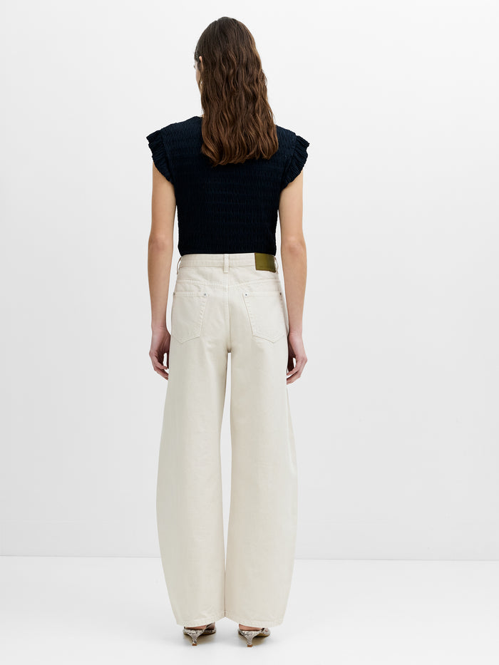 Misa Relaxed Cream Curved Leg Jeans