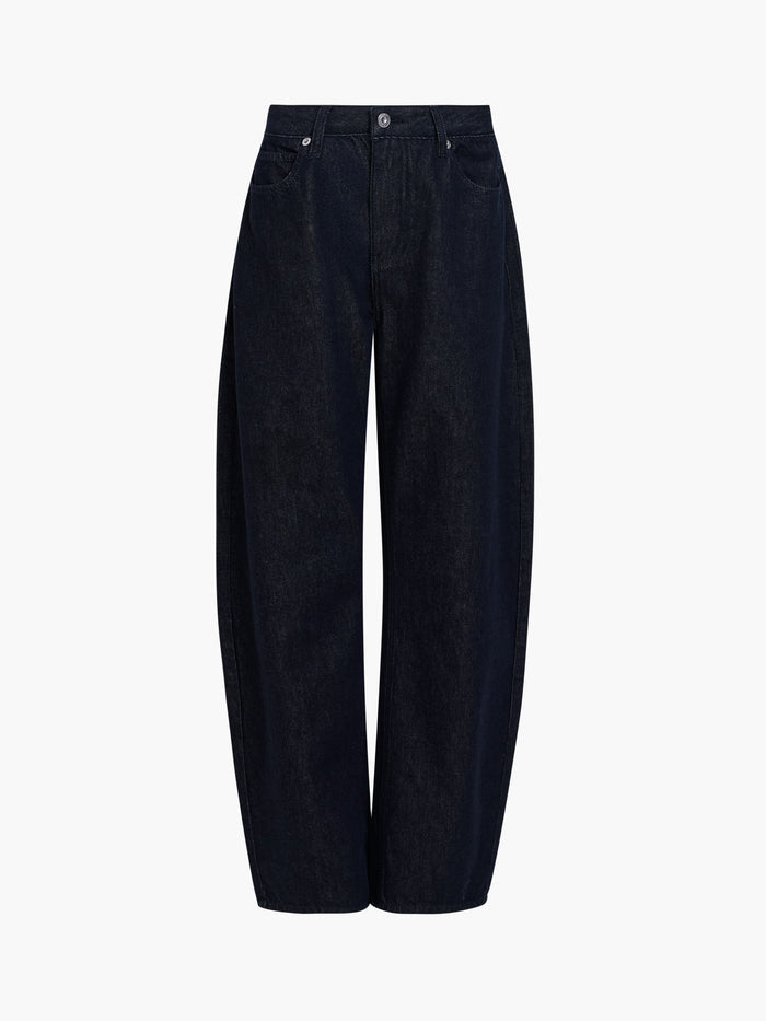 Misa Relaxed Dark Wash Blue Curved Leg Jeans