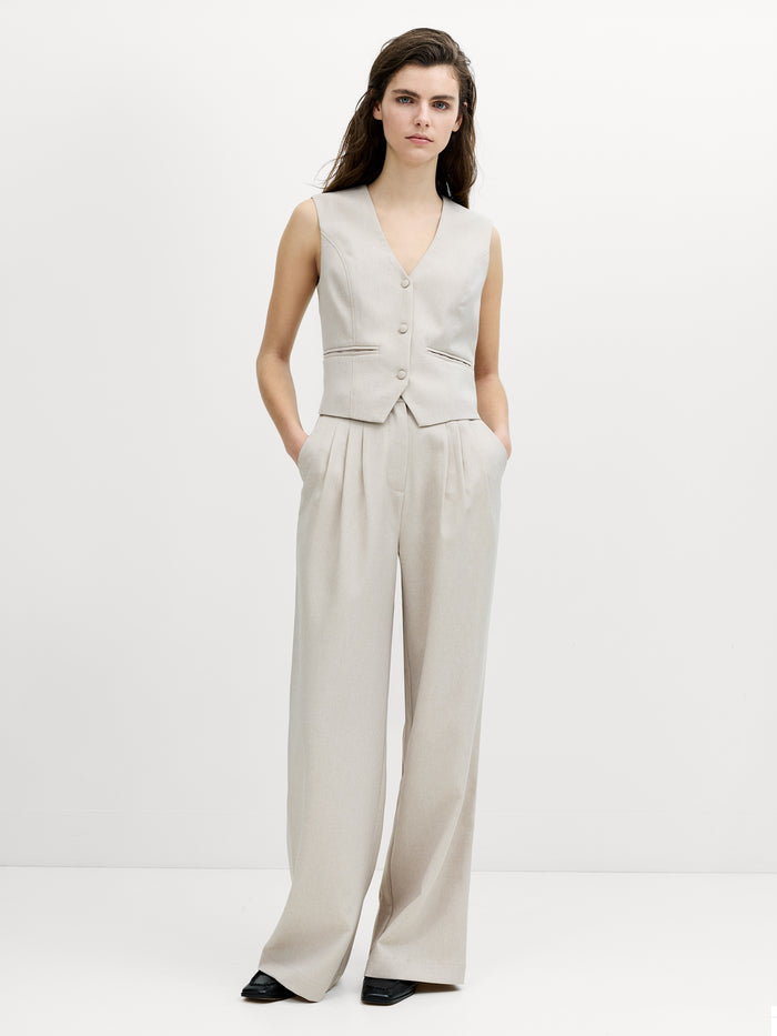 Misha Tailored Beige Fitted Waistcoat