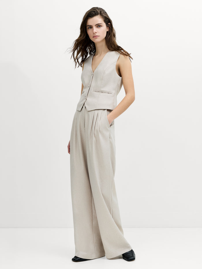 Misha Tailored Beige Fitted Waistcoat