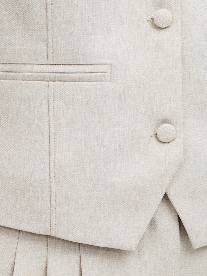 Misha Tailored Beige Fitted Waistcoat
