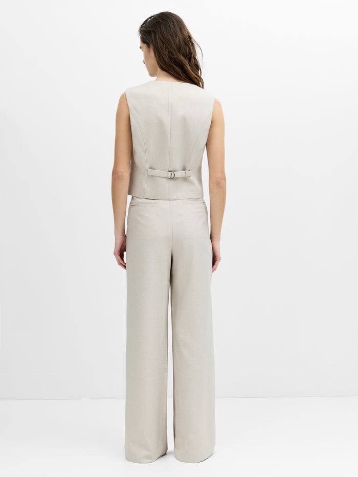 Misha Tailored Beige Fitted Waistcoat