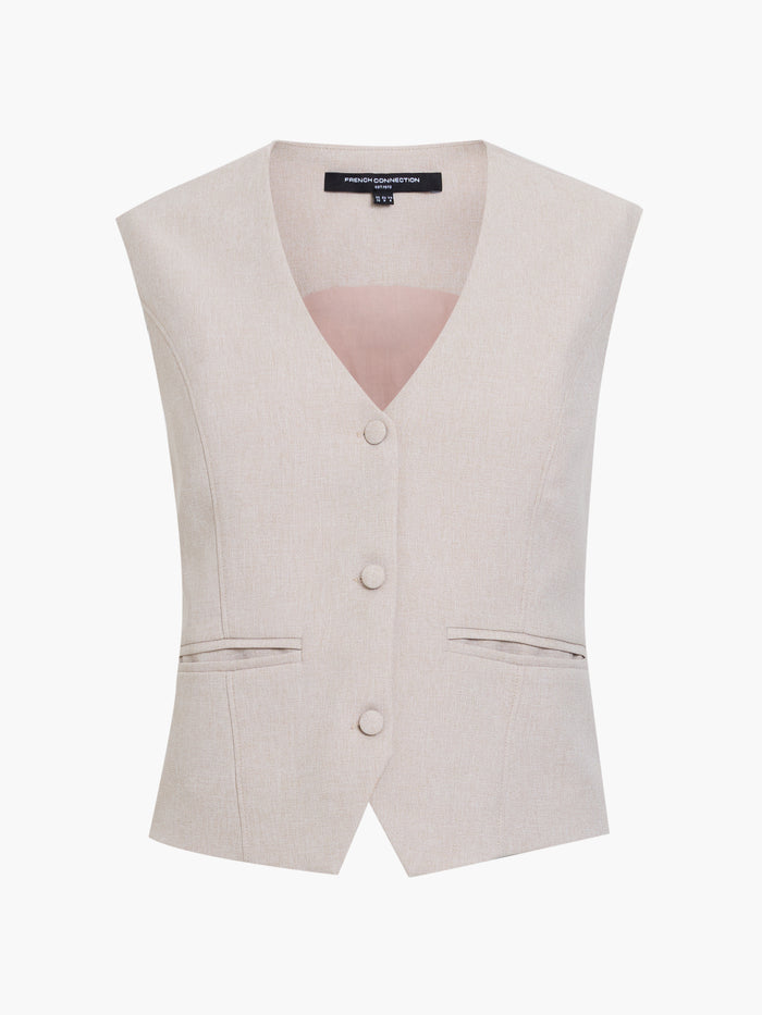 Misha Tailored Beige Fitted Waistcoat