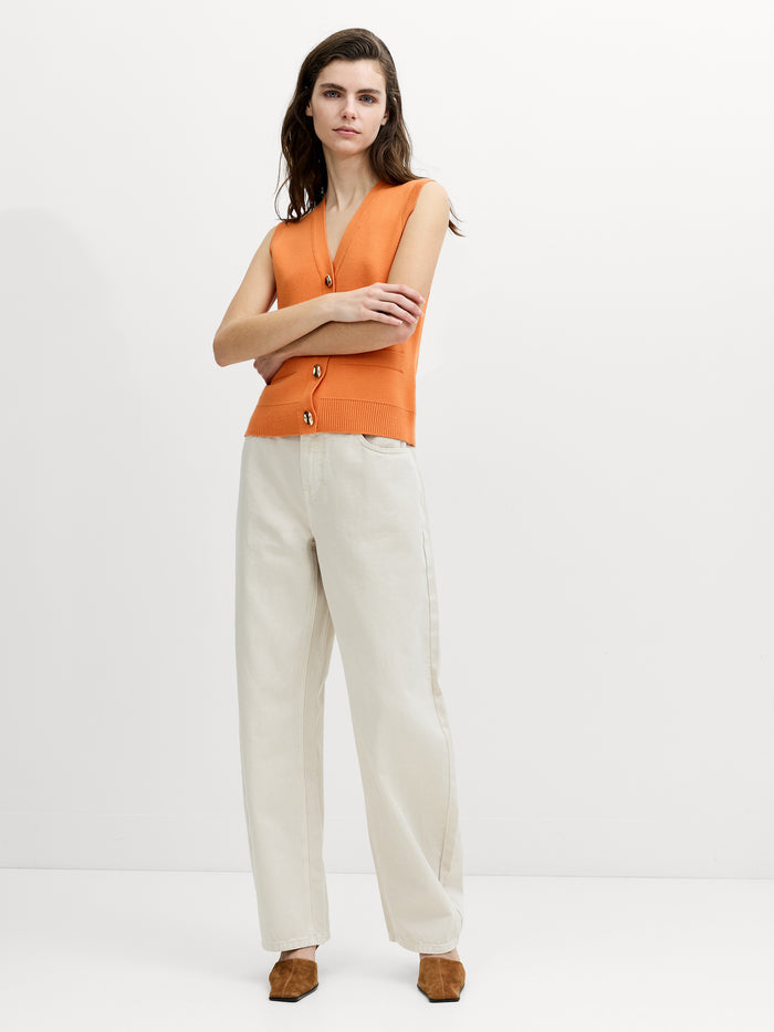 Missy Orange V-Neck Knit Waistcoat