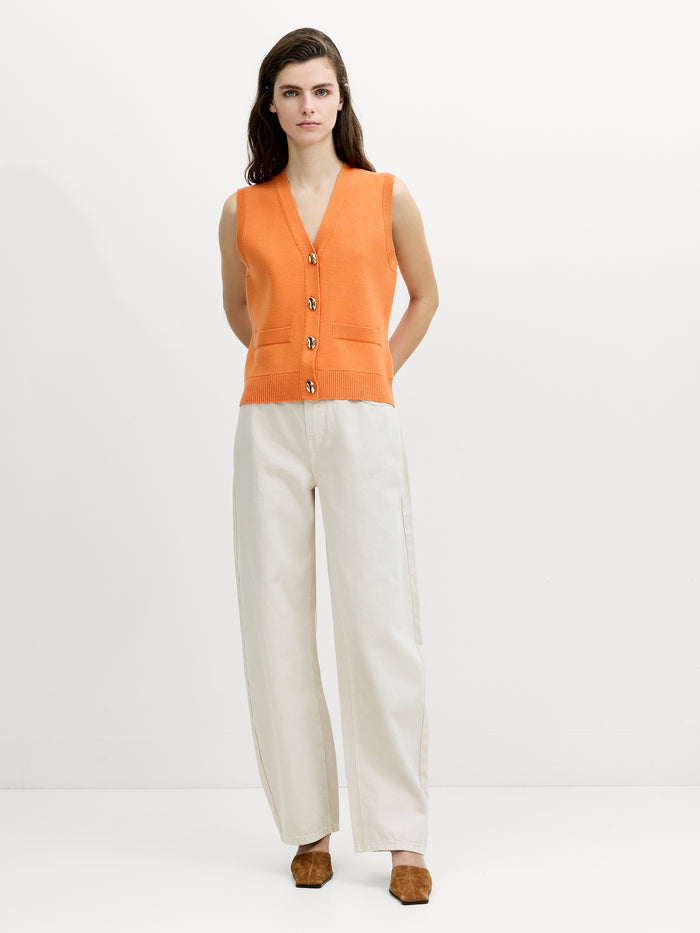 Missy Orange V-Neck Knit Waistcoat