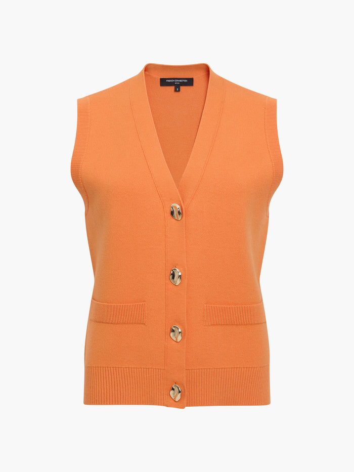 Missy Orange V-Neck Knit Waistcoat
