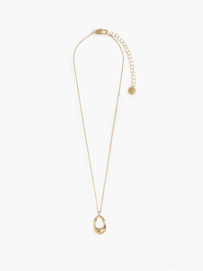 Molten Gold Oval Pendant Necklace