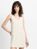 Mozart Mixed Knit Striped Cream Mini Dress