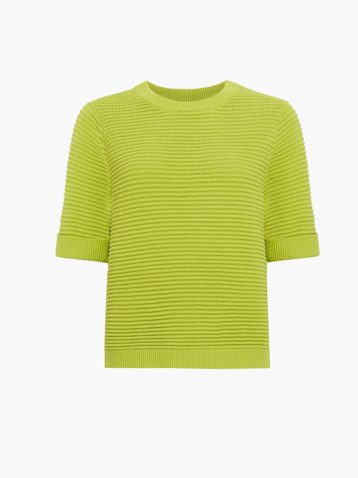 Mozart Ribbed Knit Green Short Sleeve Jumper