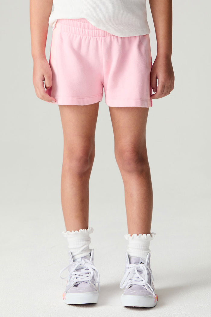 Front view of a girl wearing the Chaser Multi Stripes Shorts Girls Shorts on a neutral background