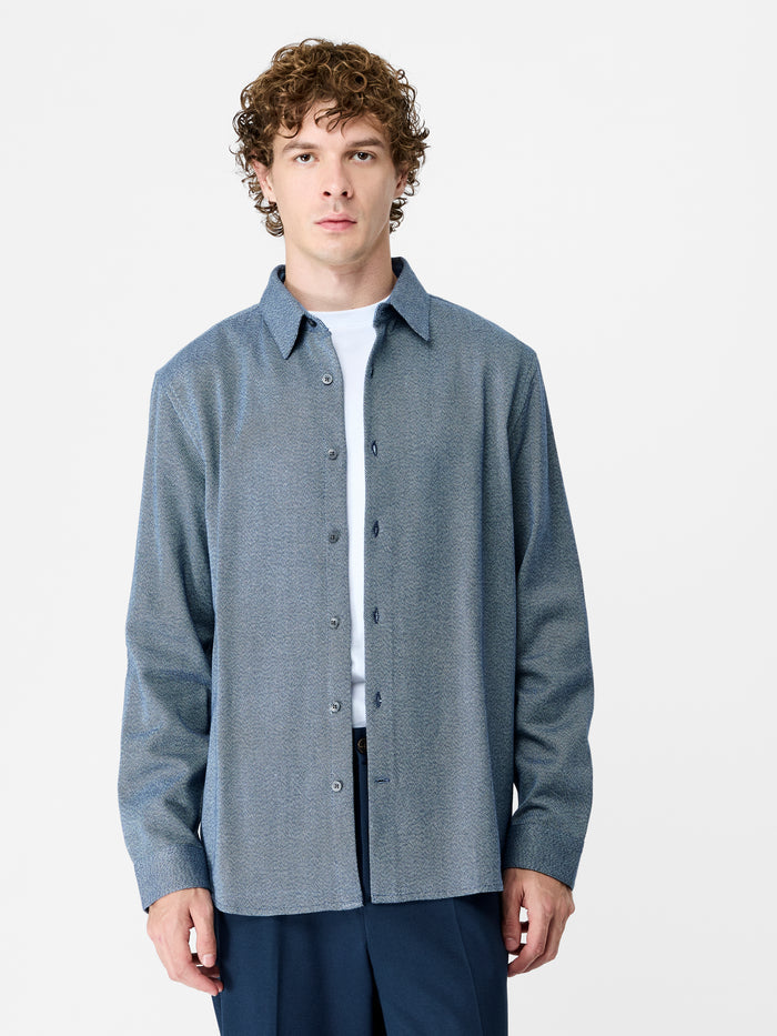 Navy Chambray Twill Regular Fit Shirt Navy