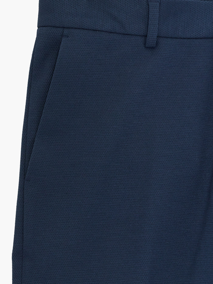 Navy Pique Tailored Suit Trousers