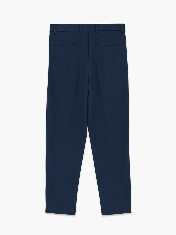 Navy Pique Tailored Suit Trousers