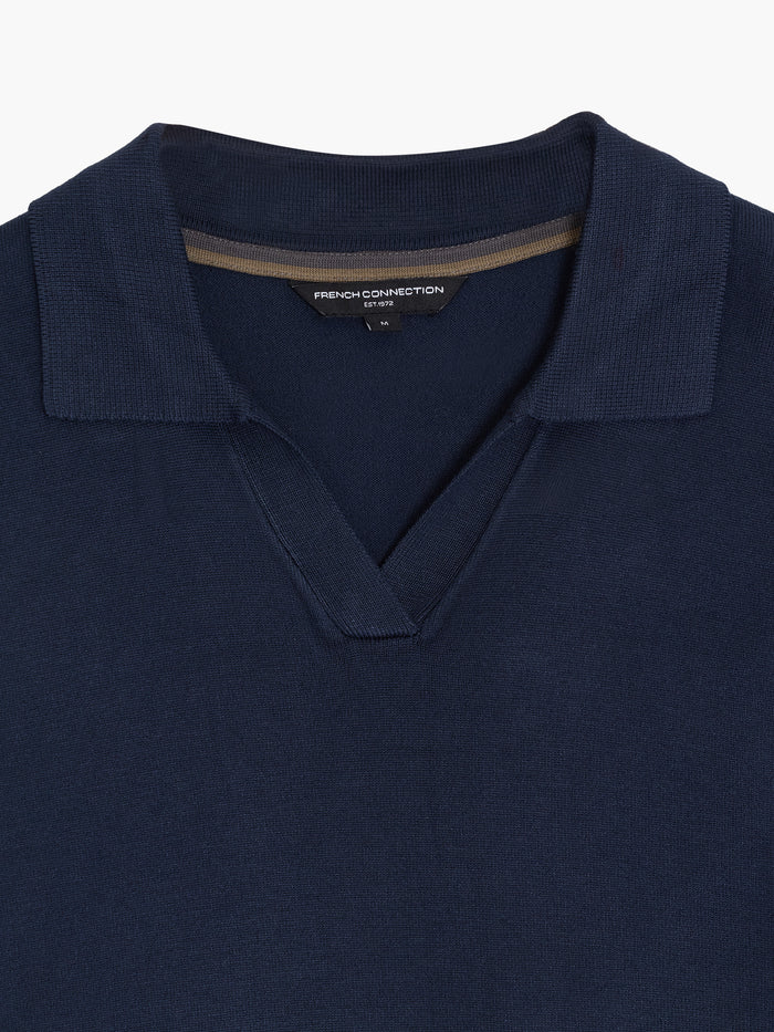 Navy Short Sleeve Knit Trophy Polo Shirt