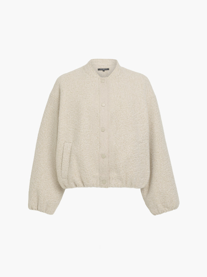 Nellie Oatmeal Textured Bomber Jacket
