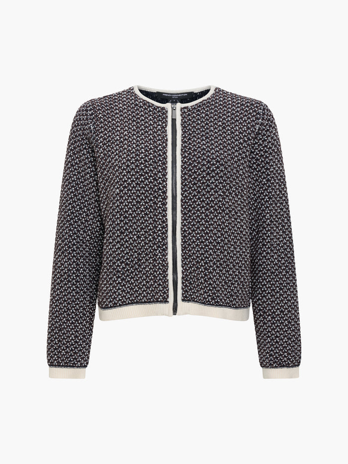 Noah Navy Soft Touch Zip Through Cardigan