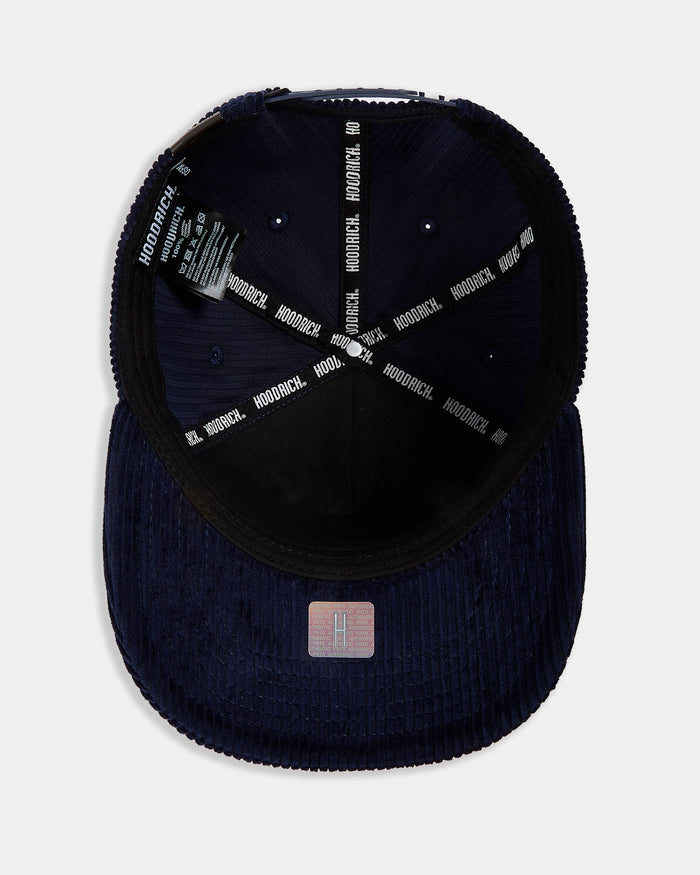 Navy blue cap with brand logo on a white background