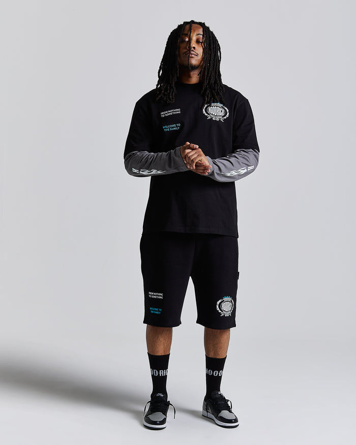 Noir Oversized Shorts - Black/Grey/Blue