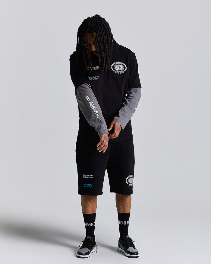 Noir Oversized Shorts - Black/Grey/Blue