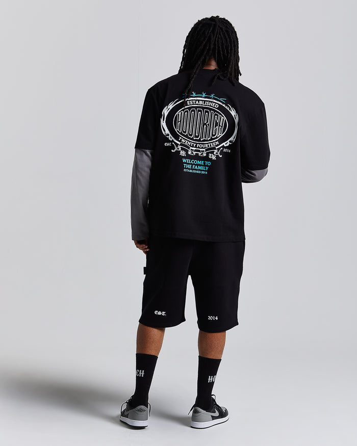 Noir Oversized Shorts - Black/Grey/Blue