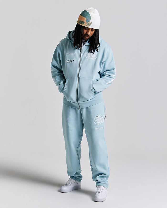 Noir Oversized Zip Hoodie - Blue/White