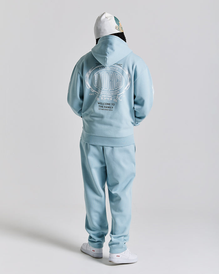 Noir Oversized Zip Hoodie - Blue/White