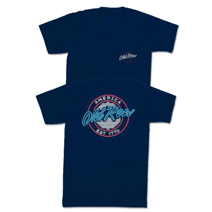 Old Row USA Neon Circle Logo Pocket Tee