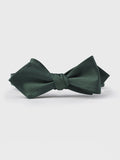Olive silk bow tie with textured twill finish, on white background