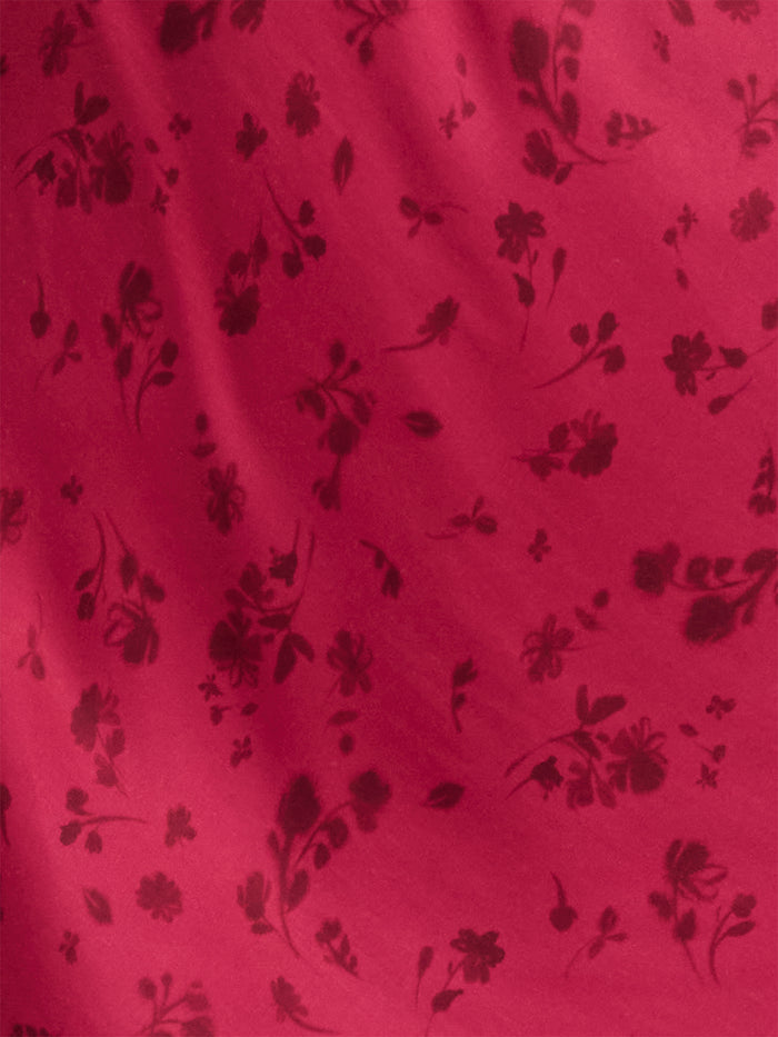 Oona Red Floral Satin Flared Mini Dress