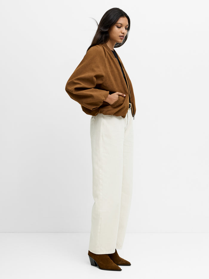 Orelia Brown Faux Suede Bomber Jacket