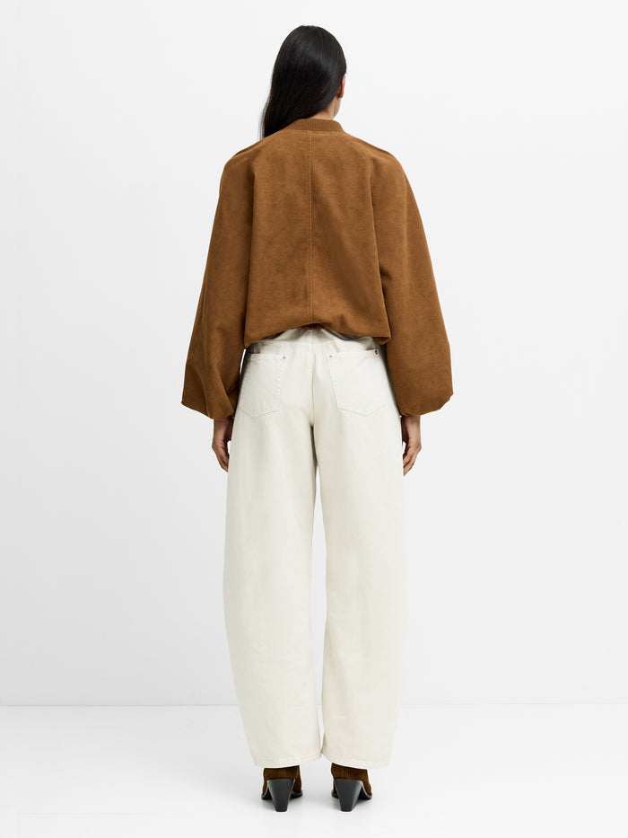 Orelia Brown Faux Suede Bomber Jacket
