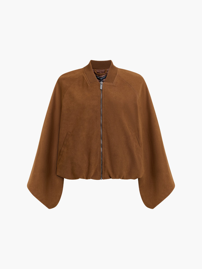 Orelia Brown Faux Suede Bomber Jacket