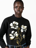 Oriana Recycled Black Floral Jacquard Mock Neck Jumper