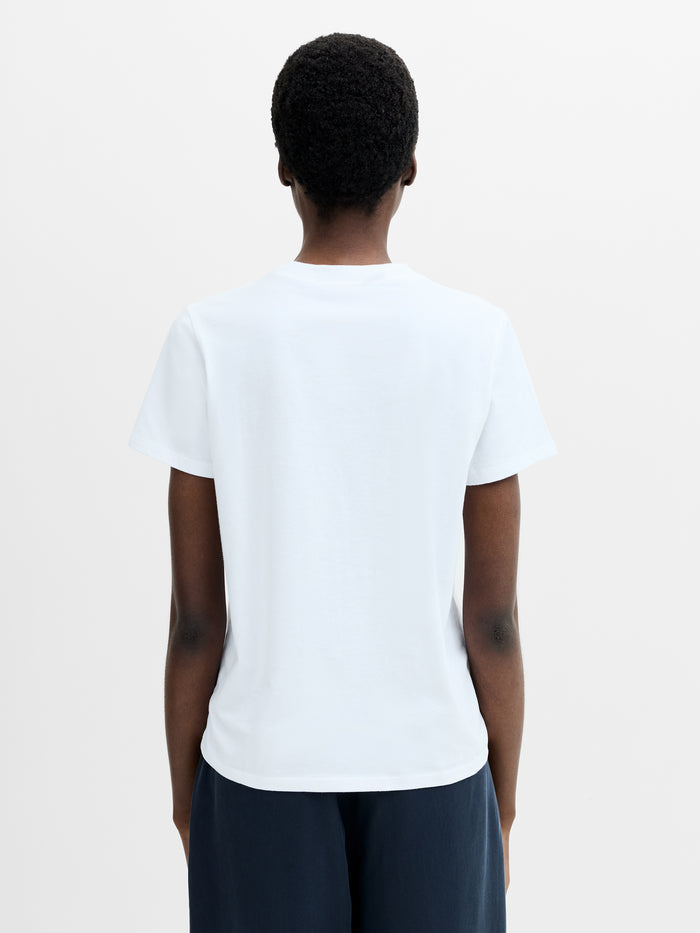 Painted Floral Embroidered White Cotton T-Shirt