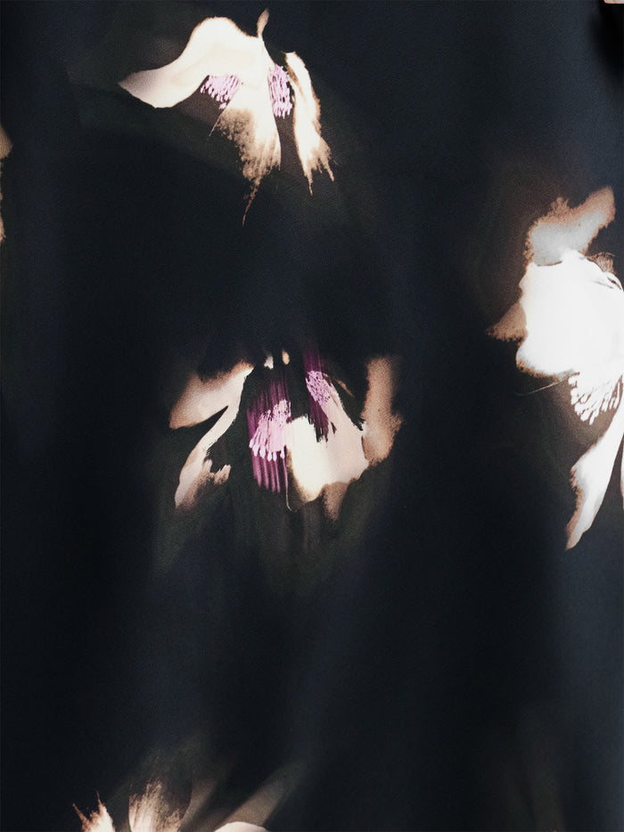 Paloma Black Floral Satin Midi Skirt