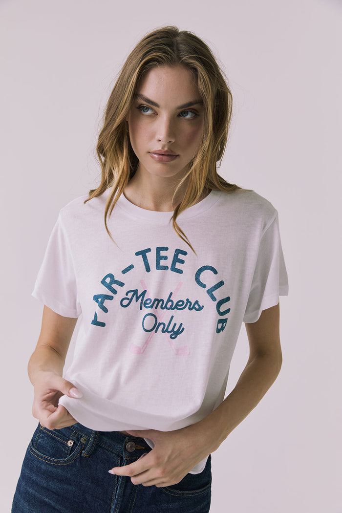 Front view of the Chaser Par-tee Club Tee featuring a vintage-inspired Par-tee Club Members Only graphic